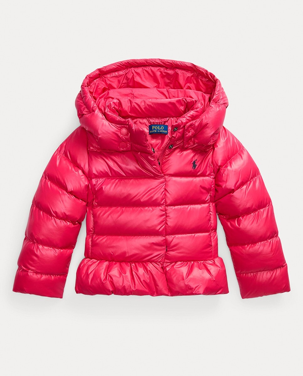 

Пуховик для девочки цвета фуксии с капюшоном Polo Ralph Lauren, фуксия