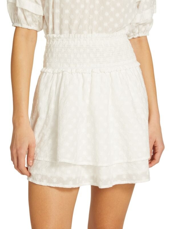 

Мини - Юбка Ярусная Rails Addison из присборенного хлопка, white embroidery
