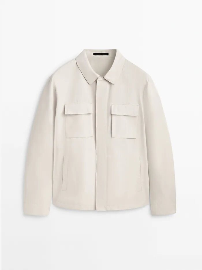 

Куртка-рубашка Massimo Dutti technical textile with pockets, белый
