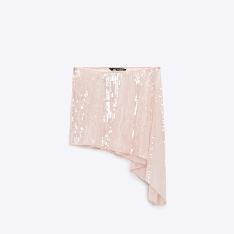 

Ассиметричная юбка с блестками Zara, светло-розовый