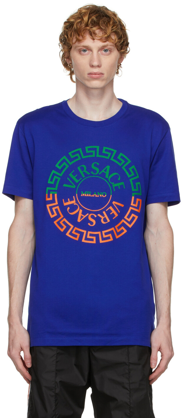 

Синяя футболка с логотипом Greca Versace