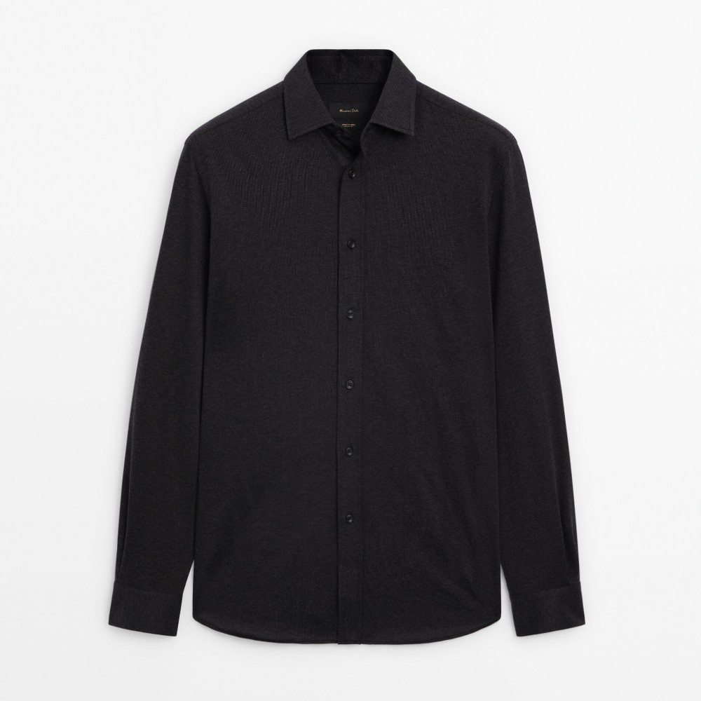цена Рубашка Massimo Dutti Slim Fit Cotton, черный