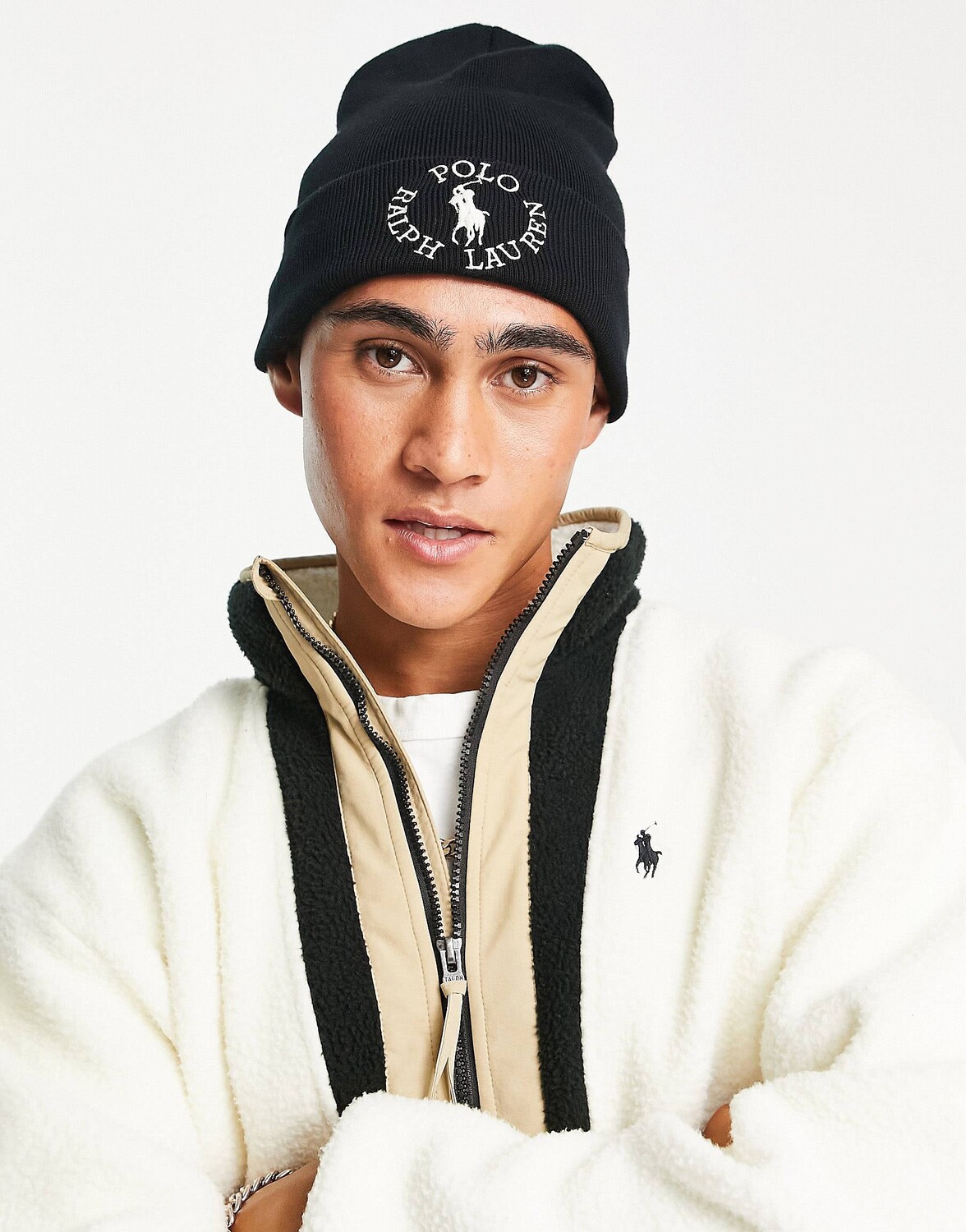 

Эксклюзивная черная шапка-бини Polo Ralph Lauren x ASOS с круговым логотипом