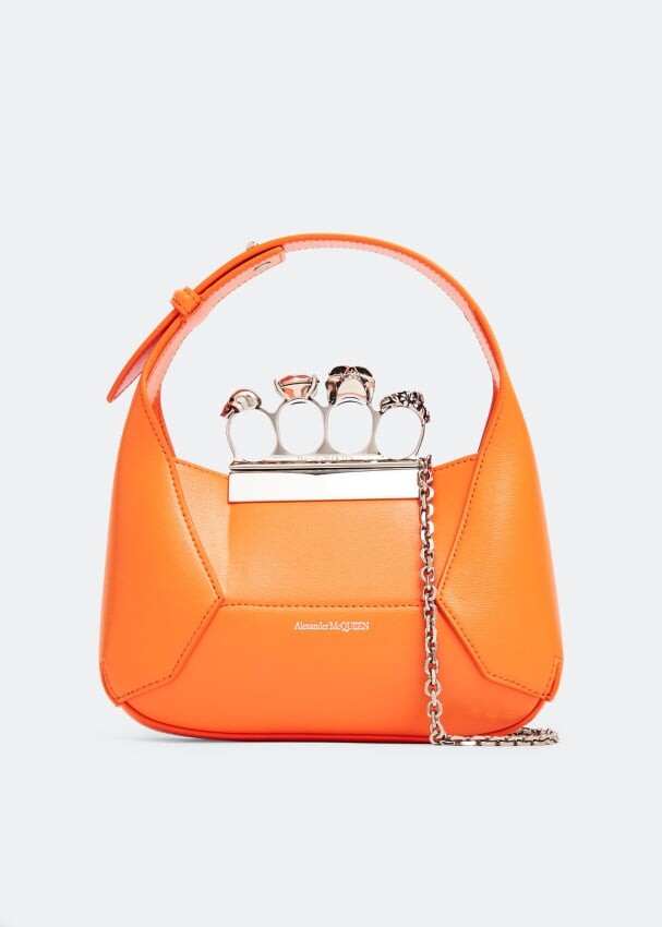 

Сумка-хобо ALEXANDER MCQUEEN Jewelled mini hobo bag, оранжевый