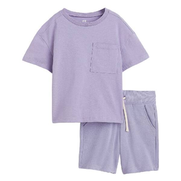 

Комплект H&M T-shirt and Shorts Set, 2 предмета, светло-сиреневый