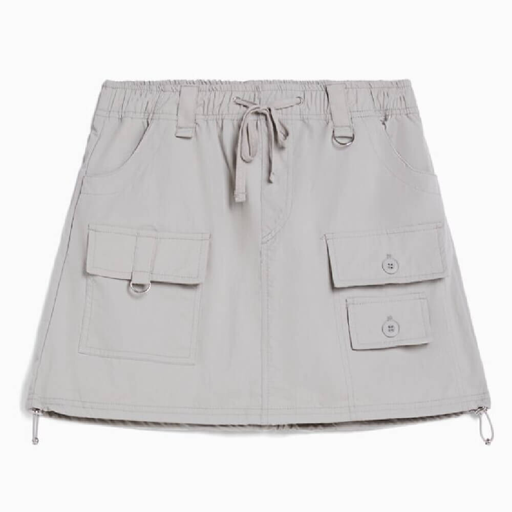 

Юбка Bershka Cotton Multipocket Cargo Mini, серый
