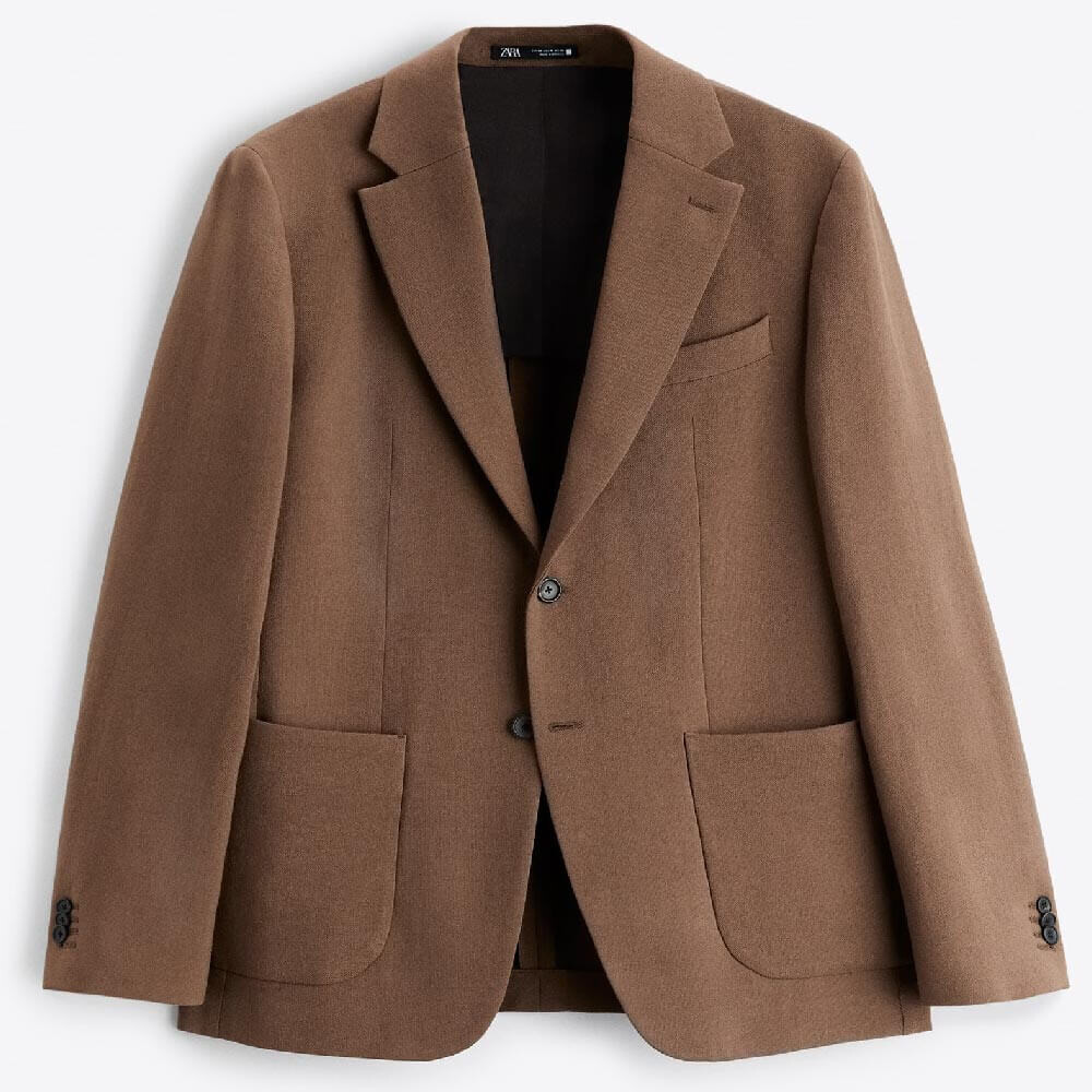 

Пиджак Zara 100% Wool, рыжевато-коричневый