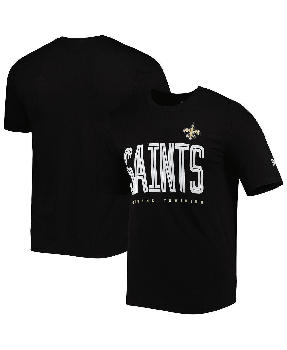 

Мужская черная футболка new orleans saints combine authentic training huddle up New Era, черный