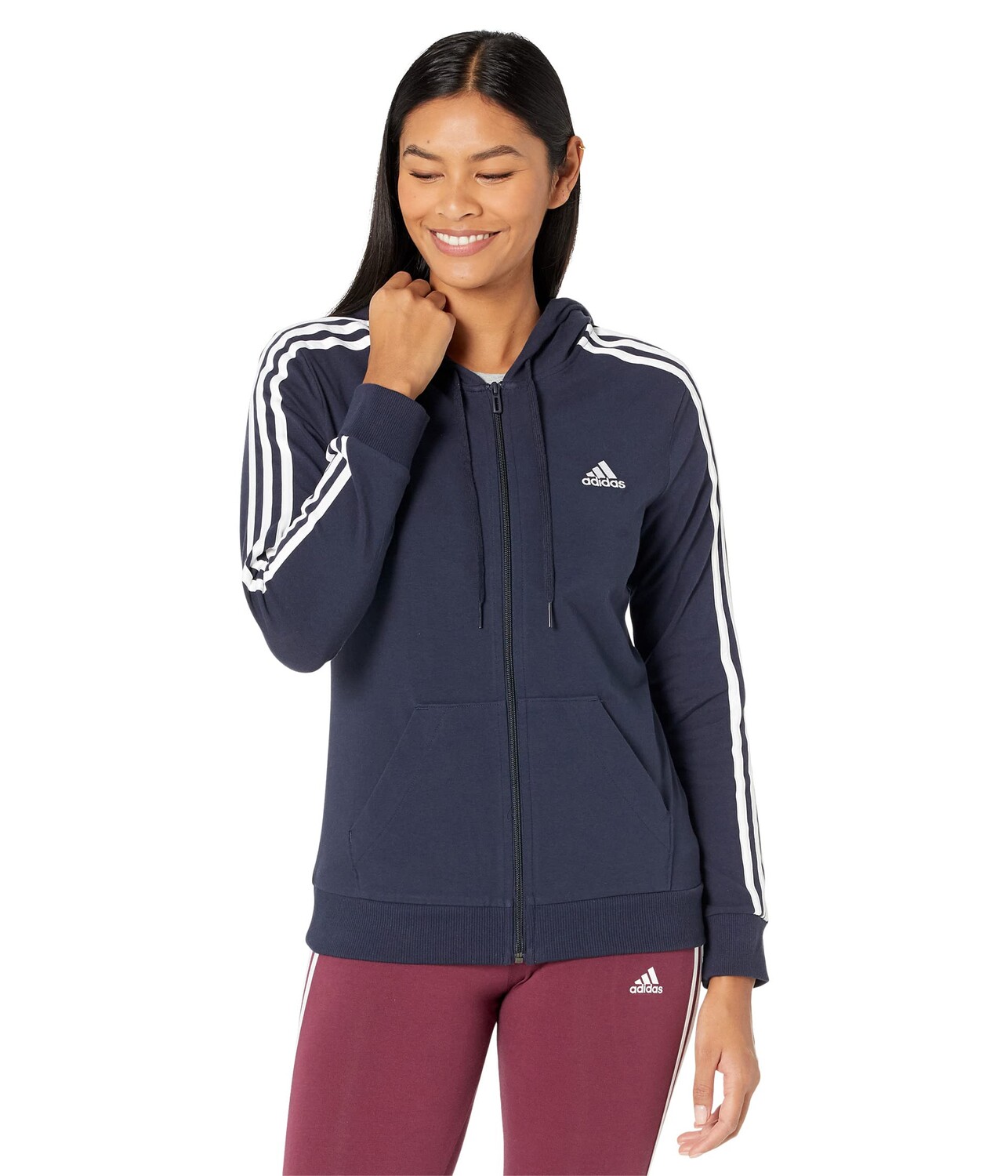 

Худи adidas, 3-Stripes Single Jersey Full Zip Hoodie