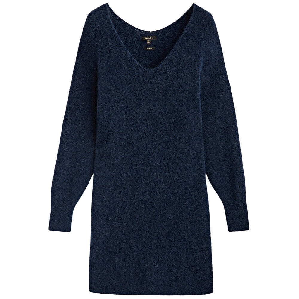 

Платье Massimo Dutti Short Knit V-neck, темно-синий