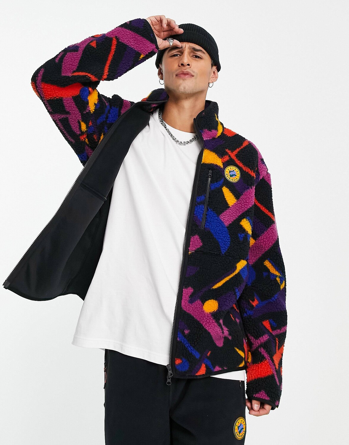 

Разноцветная флисовая куртка adidas Originals 'Wander Hour' на молнии