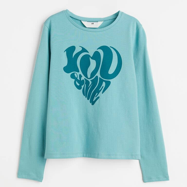

Топ с длинными рукавами и принтом H&M You & Me, бирюзовый