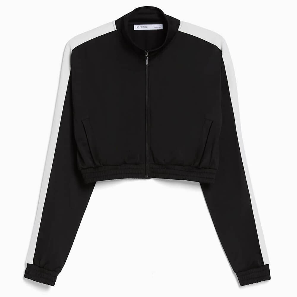 

Толстовка Bershka With Zip And Side Stripes, черный