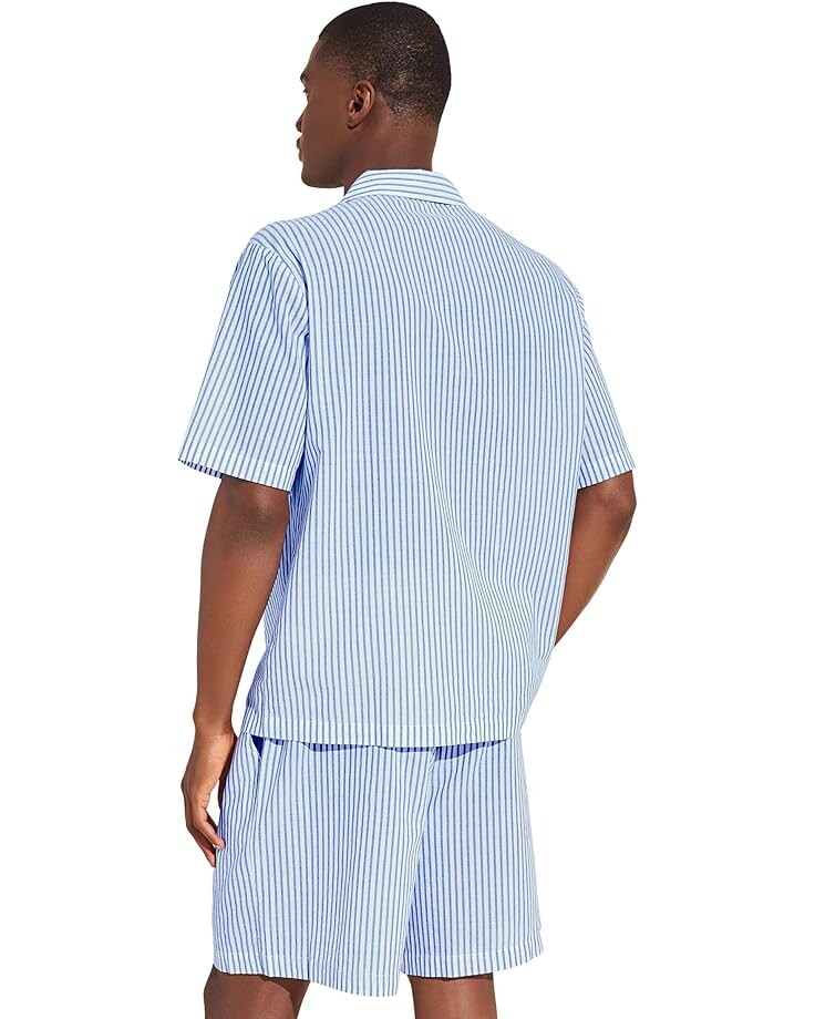 

Пижамный комплект Eberjey Organic Sandwashed Cotton Printed Notch Collar Short PJ Set, цвет Nautico Stripe Azure