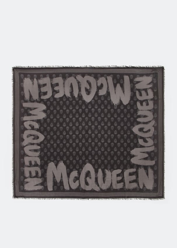 

Шарф ALEXANDER MCQUEEN Graffiti Biker skull scarf, черный