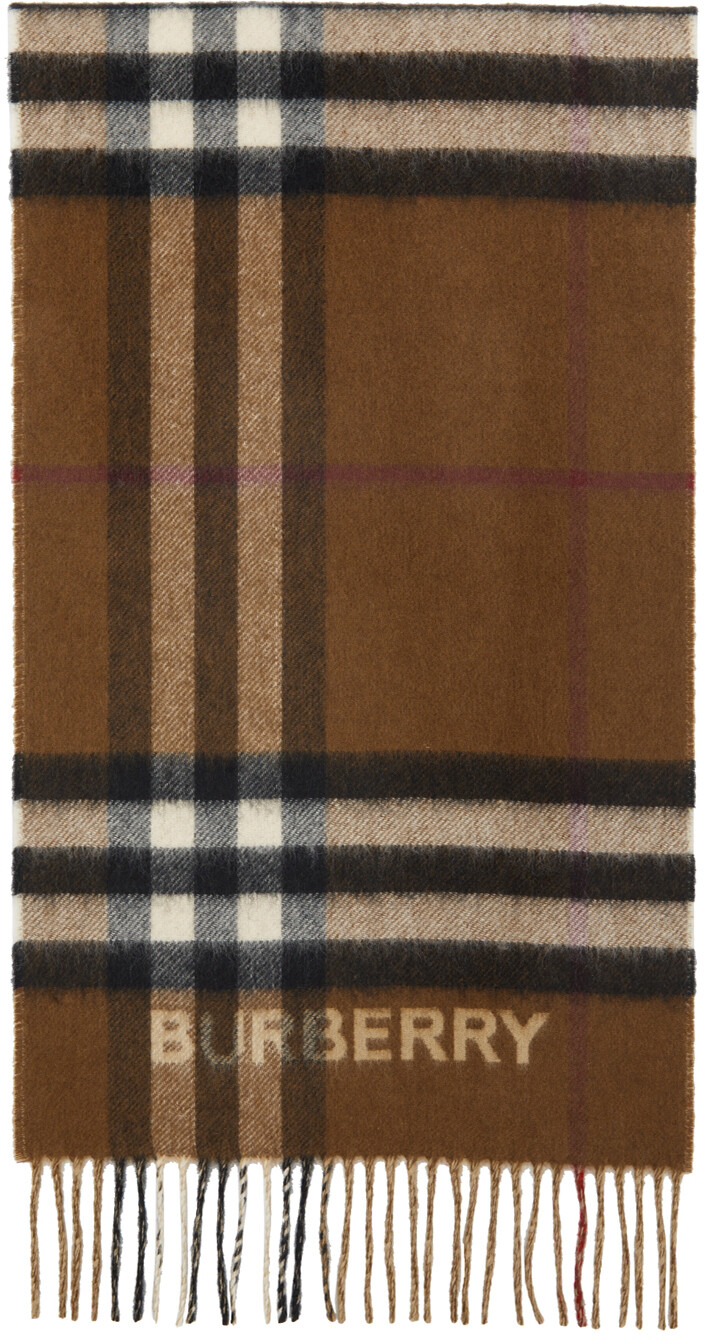 

Коричневый шарф в контрастную клетку Burberry