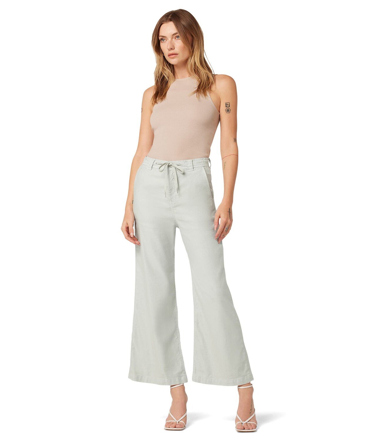 

Джинсы Hudson Jeans, Wide Leg Drawstring Trousers Crop in Storm Grey