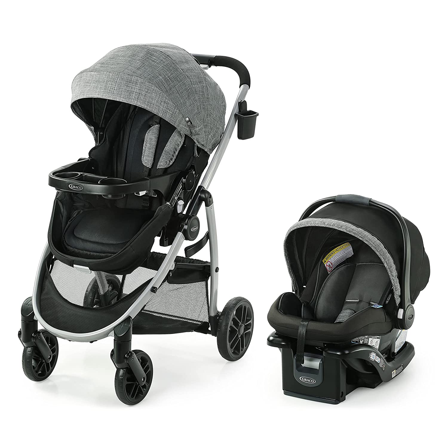 Детская коляска + автокресло Graco Modes Pramette, серый/чёрный маленькая тележка для детей детская коляска детская коляска коляска для младенцев детская коляска