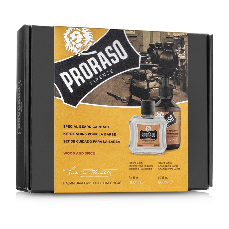 

Proraso Duo Pack Beard Wood and Spice набор: бальзам для бороды, 100 мл + шампунь для бороды, 200 мл