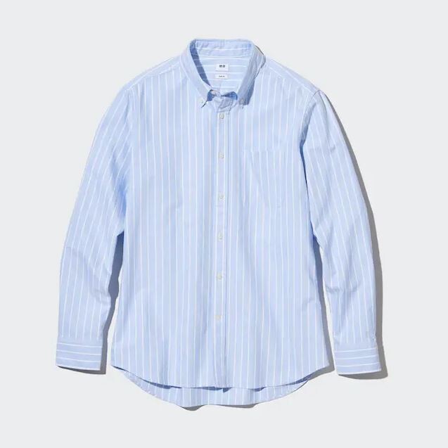 

Рубашка полосатая оксфордская узкого кроя Uniqlo Slim Fit Striped Oxford, синий