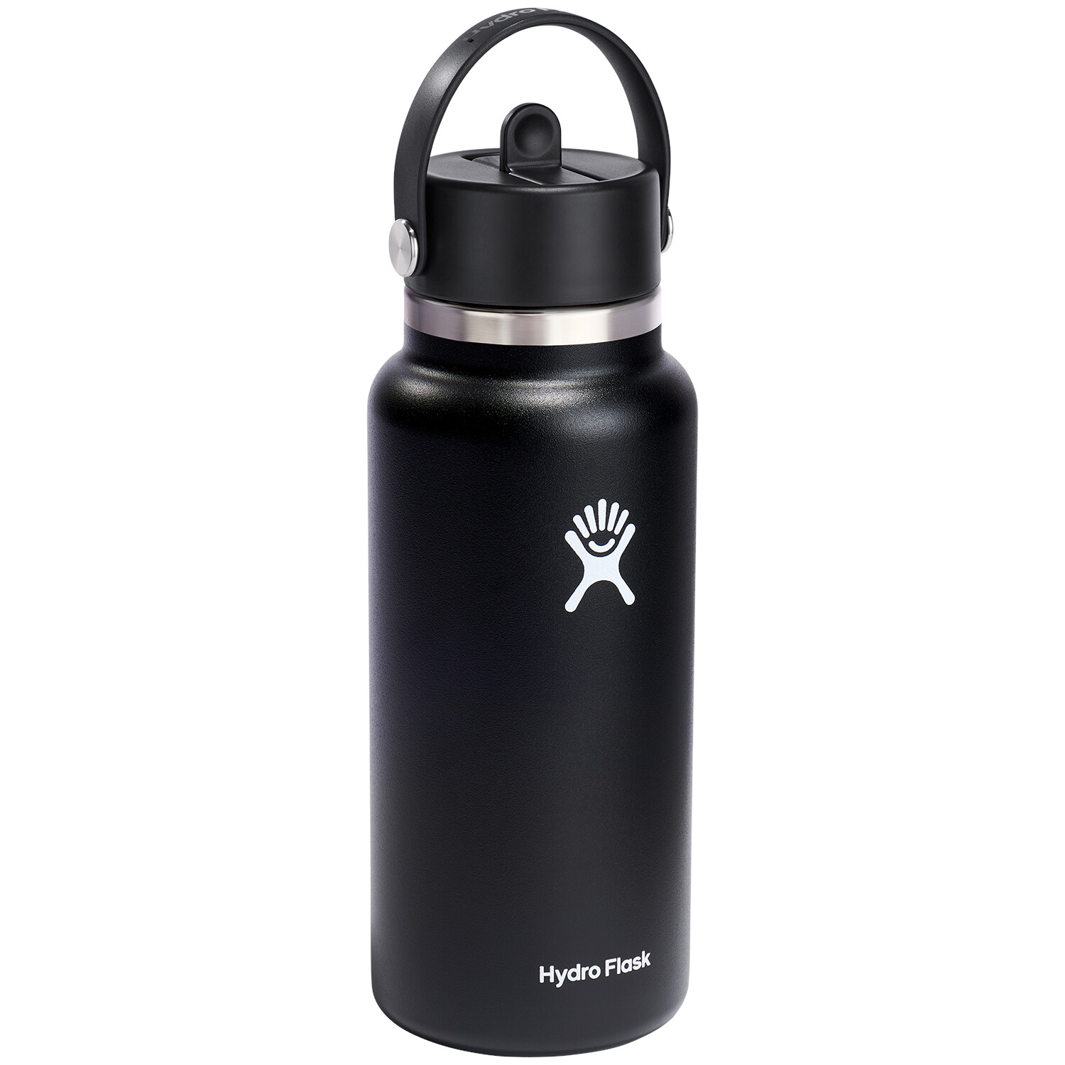 

Hydro Flask Бутылка для воды с широкой горловиной и гибкой соломенной крышкой на 32 унции, черный