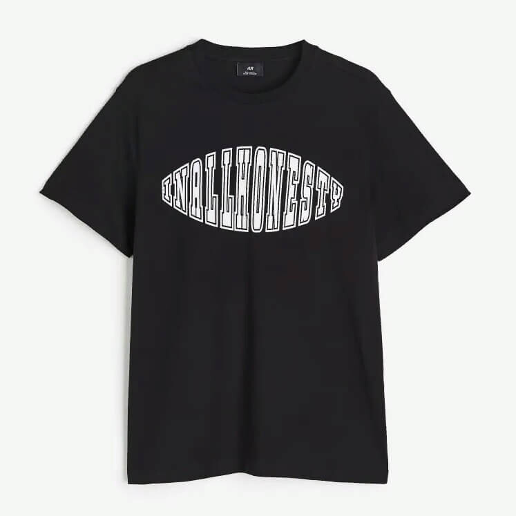 

Футболка с принтом H&M In All Honesty Regular Fit, черный