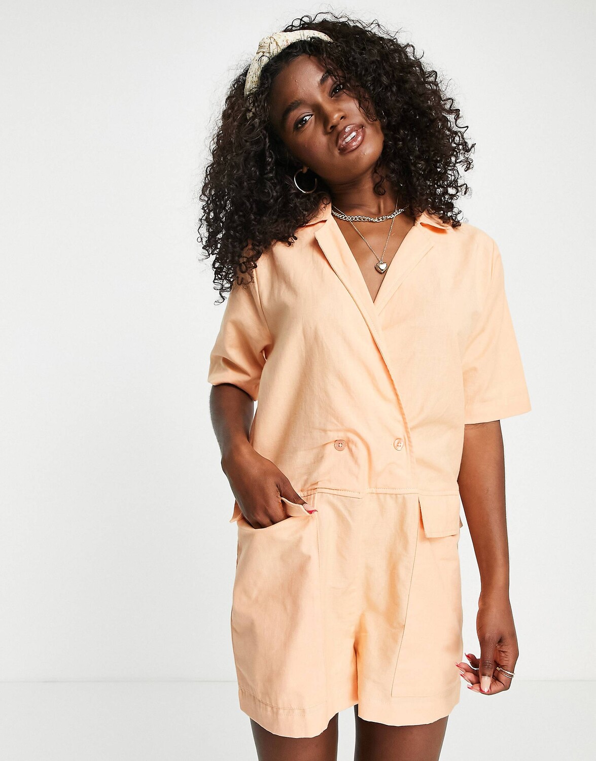 

Оранжевый двубортный комбинезон оверсайз ASOS DESIGN