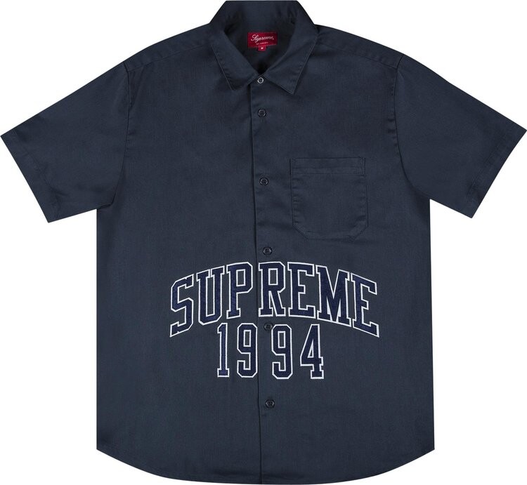 

Рубашка Supreme Arc Logo Short-Sleeve Work Shirt 'Navy', синий
