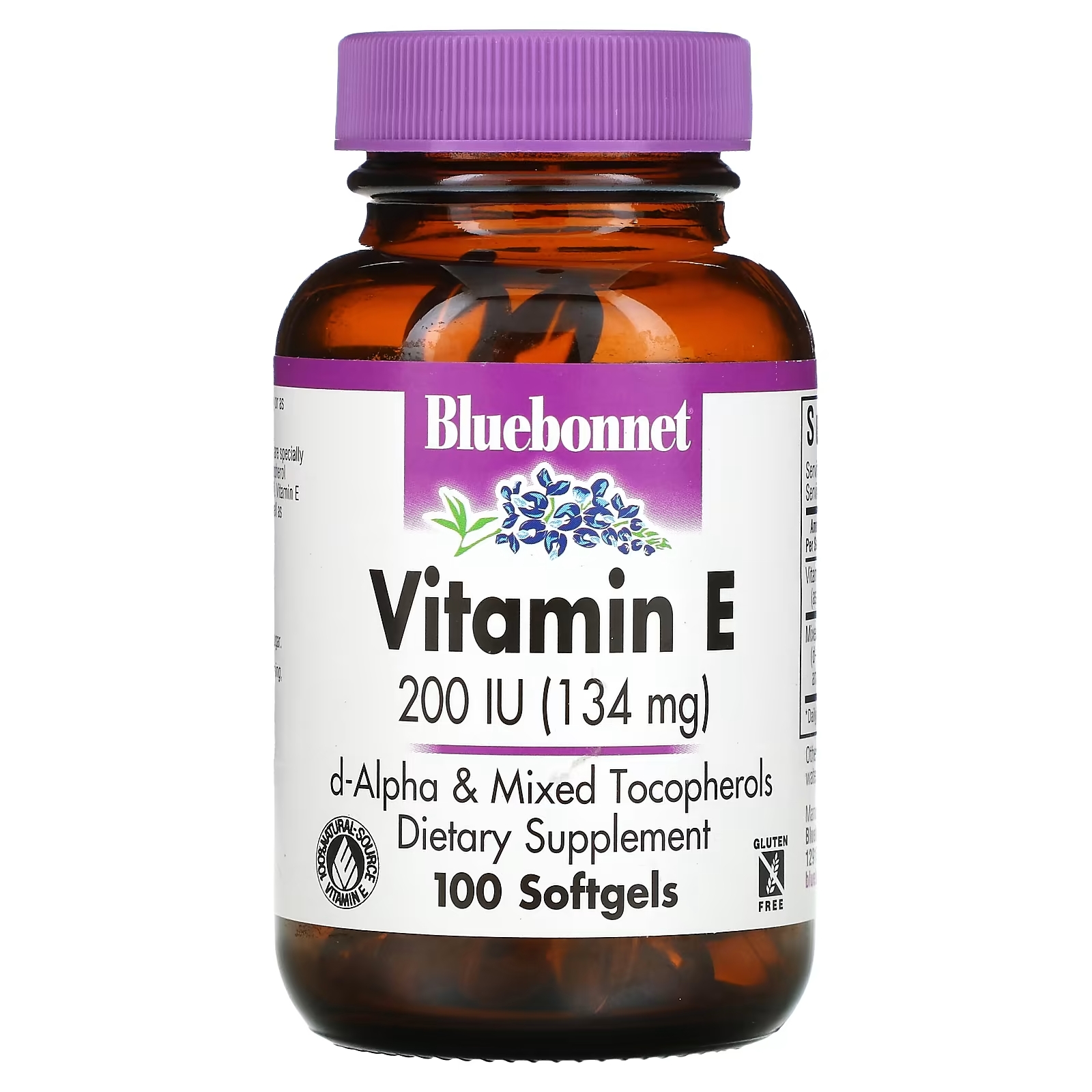 Bluebonnet Nutrition Витамин E 200 МЕ, 100 гелевых капсул витамин е 200 ме bluebonnet nutrition 100 капсул