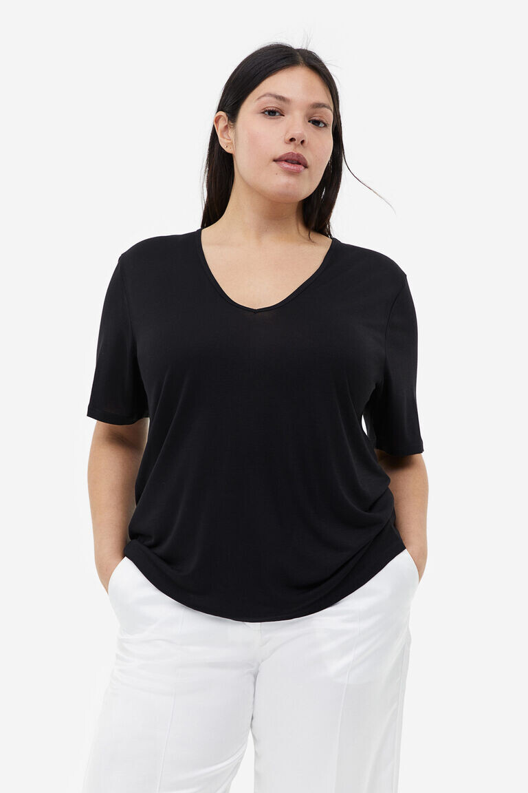 

Футболка с v-образным вырезом H&M, черный