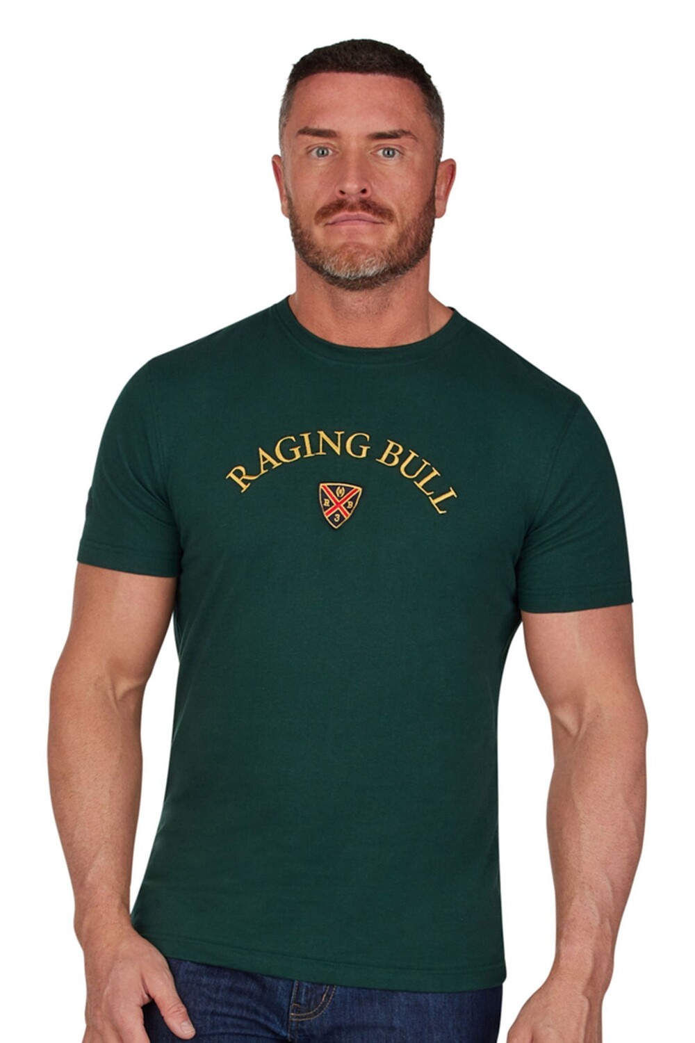 

Зеленая футболка с вышитой эмблемой Raging Bull, зеленый