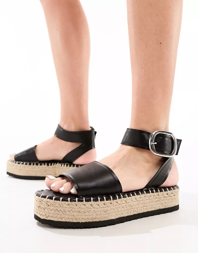 

Черные овальные эспадрильи с пряжкой ASOS Jinny