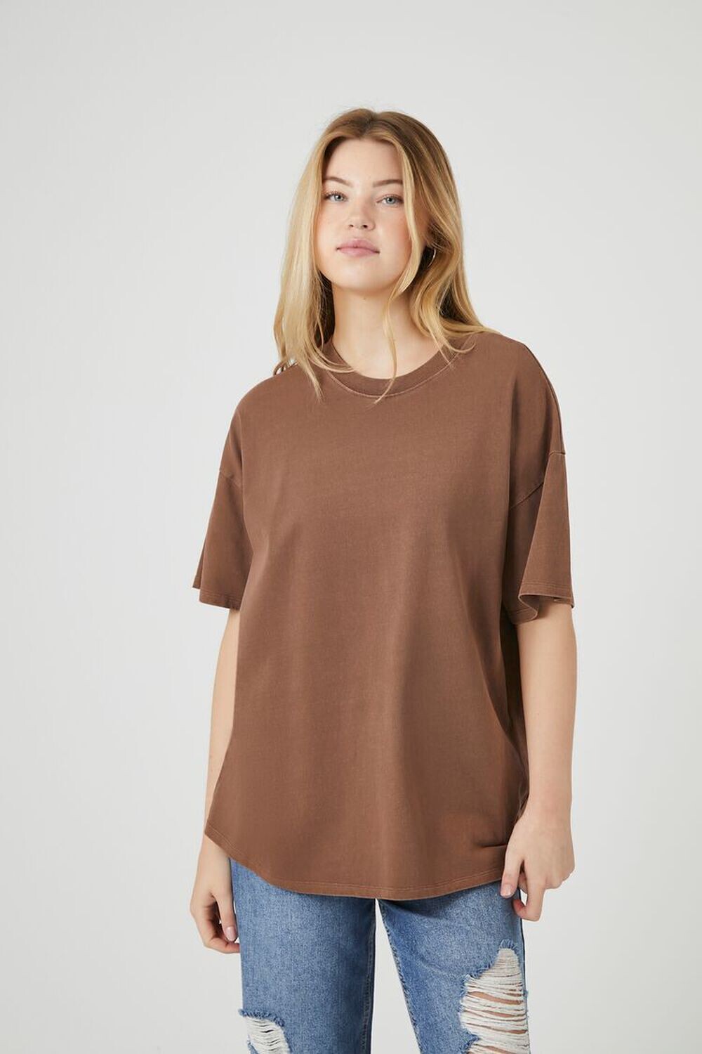

Оверсайз-футболка Boyfriend Crew Forever 21, коричневый