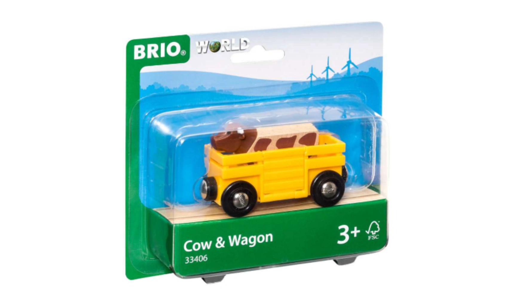 Поезд Brio Вагон для животных с коровой