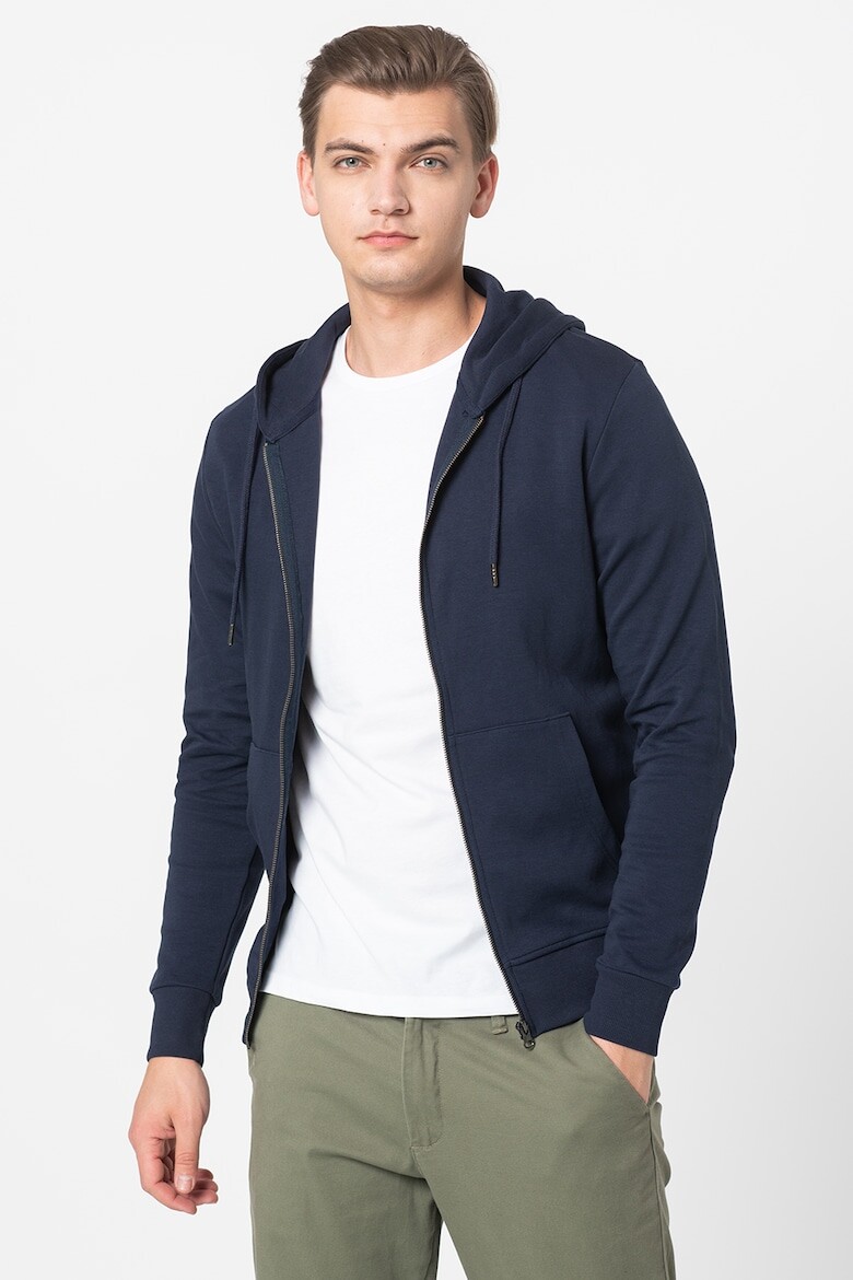 Базовое хлопковое худи на молнии Jack & Jones, синий