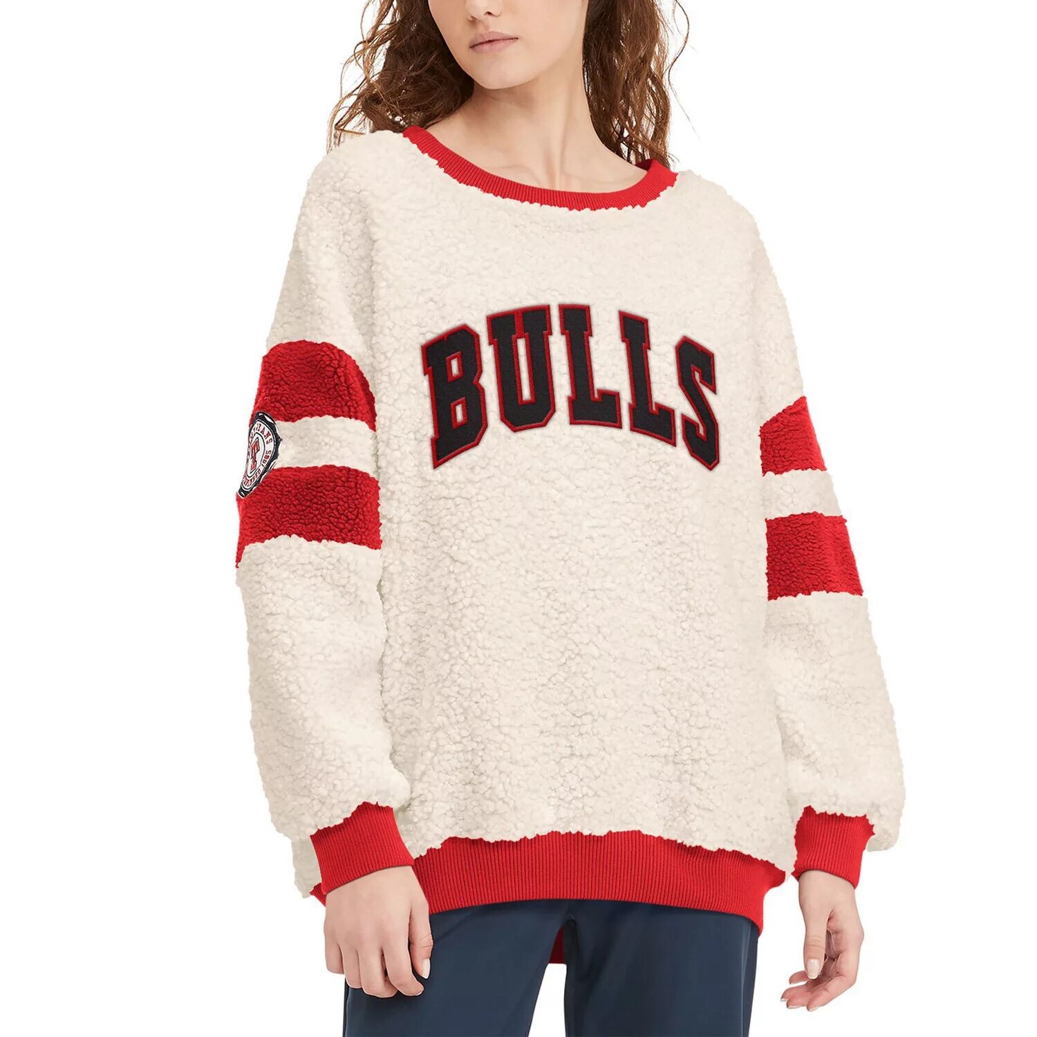 

Женский пуловер Tommy Jeans Oatmeal/Red Chicago Bulls Mindy Sherpa, толстовка