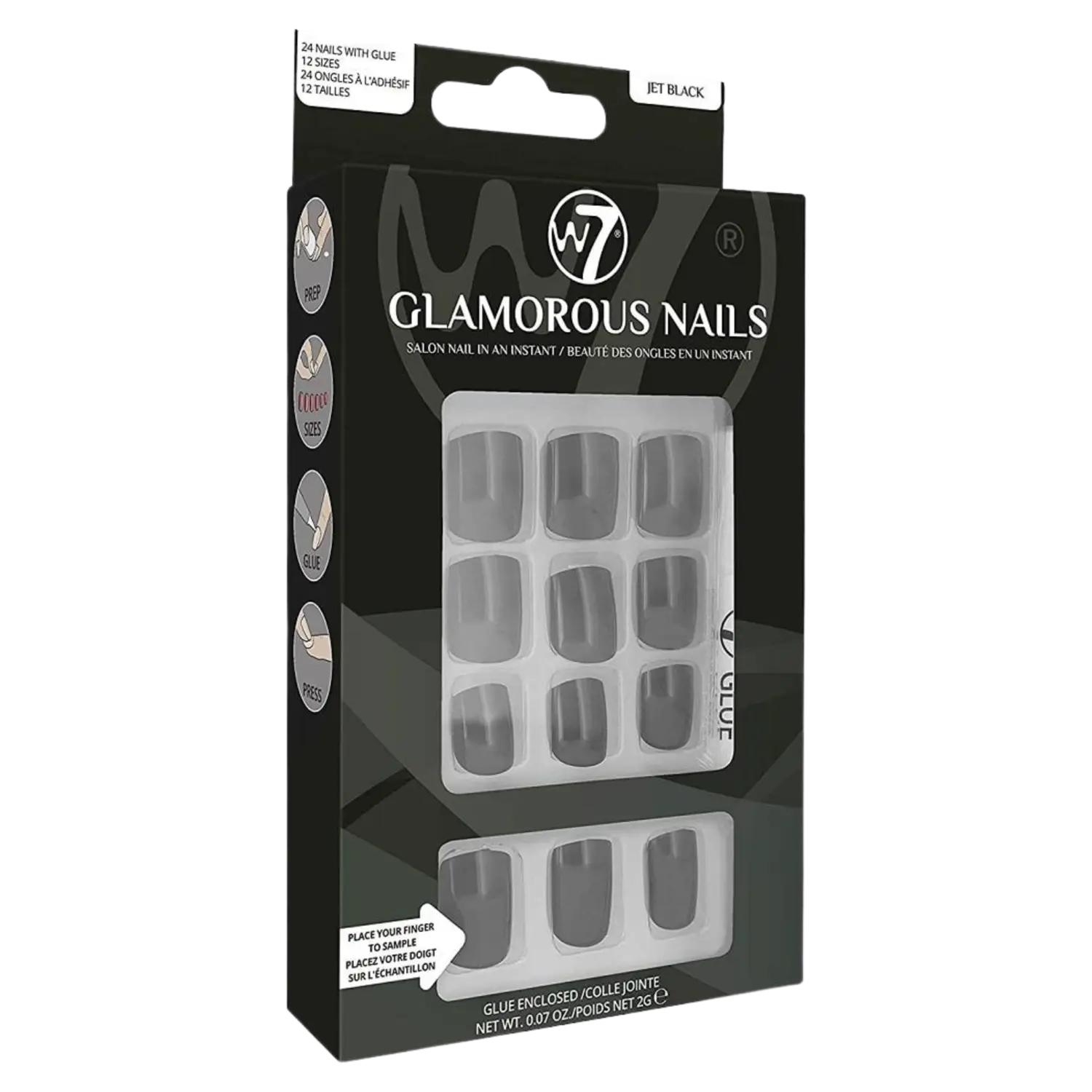 

W7 Glamorous Nails накладные ногти Jet Black, 24 шт/1 упаковка