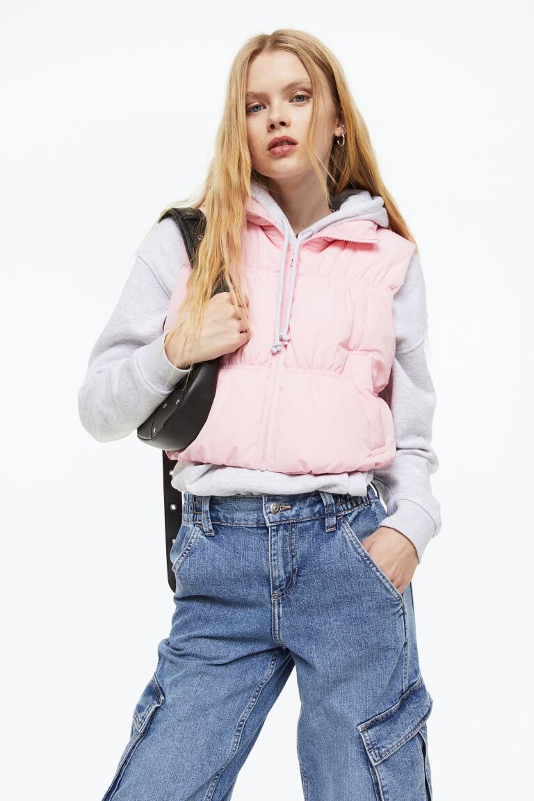 

Пуховик жилет H&M, светло-розовый
