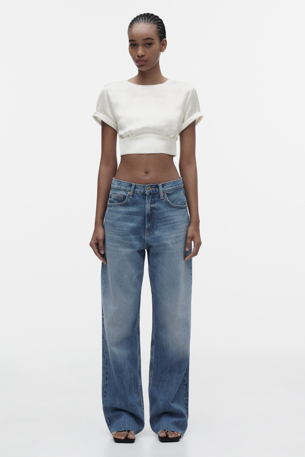 

Атласный топ с открытой спиной ZARA, белый