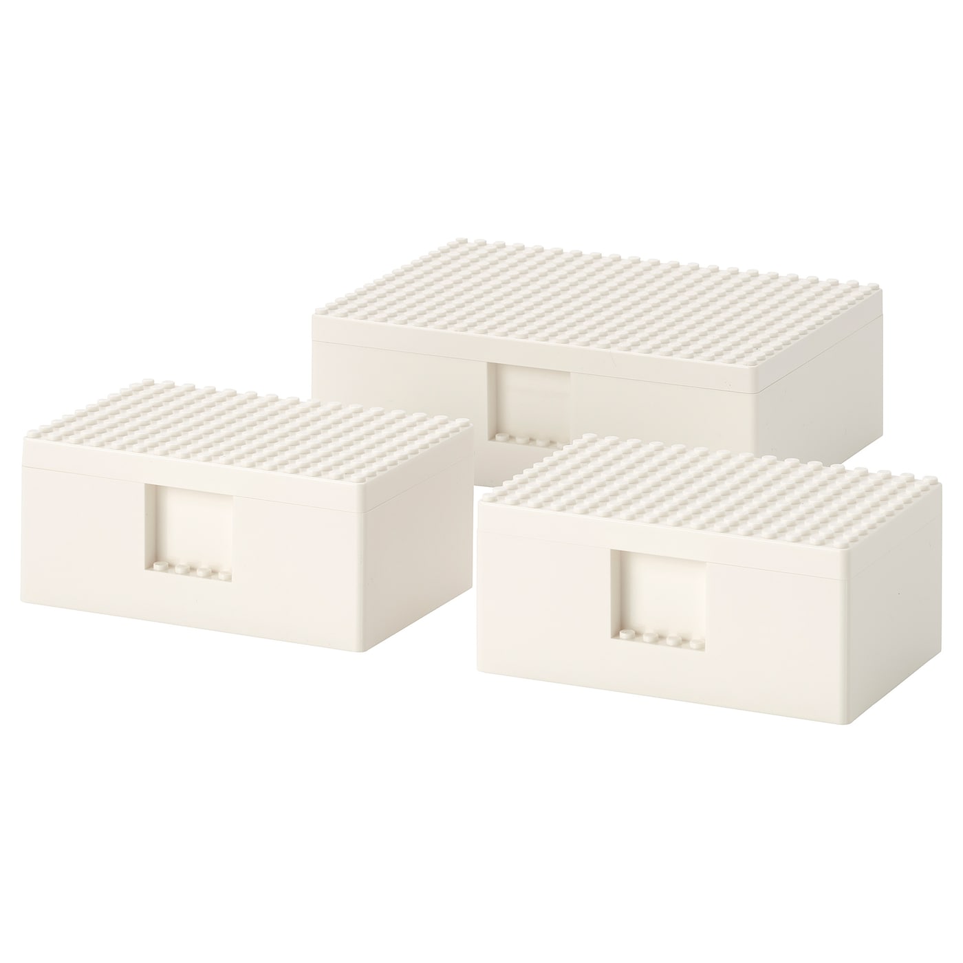 BYGGLEK LEGO коробка с крышкой, 3 шт., белая IKEA