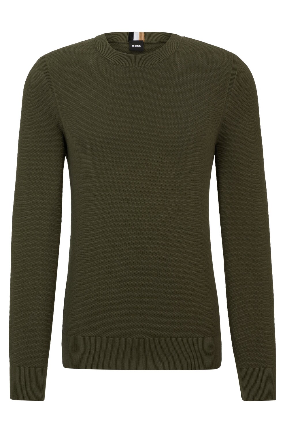 

Свитер Boss Micro-structured Crew-neck In Cotton, темно-зеленый