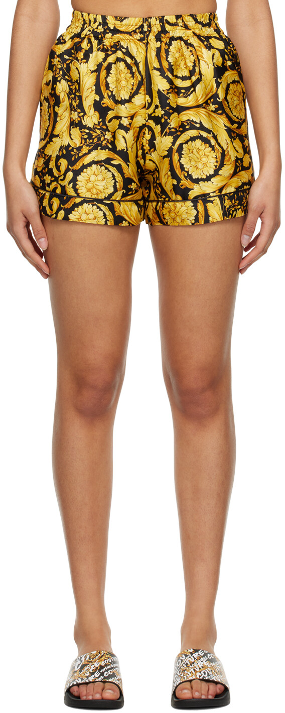 

Черно-золотые пижамные шорты Barocco Versace Underwear