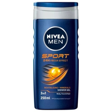 NIVEA Мужской спортивный гель для душа 250 мл мужской спортивный гель для душа мандарин и перец 16 9 жидких унций 500 мл nivea