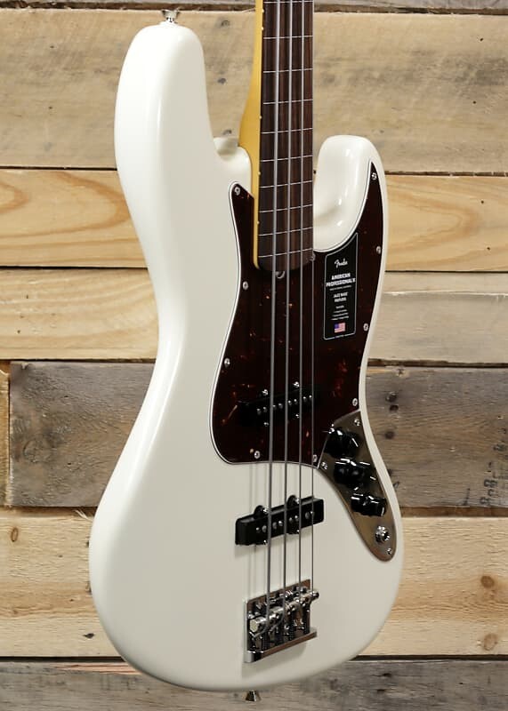 

Fender American Professional II Jazz Bass Freetless Olympic White с футляром American Professional II Jazz Bass Fretless
