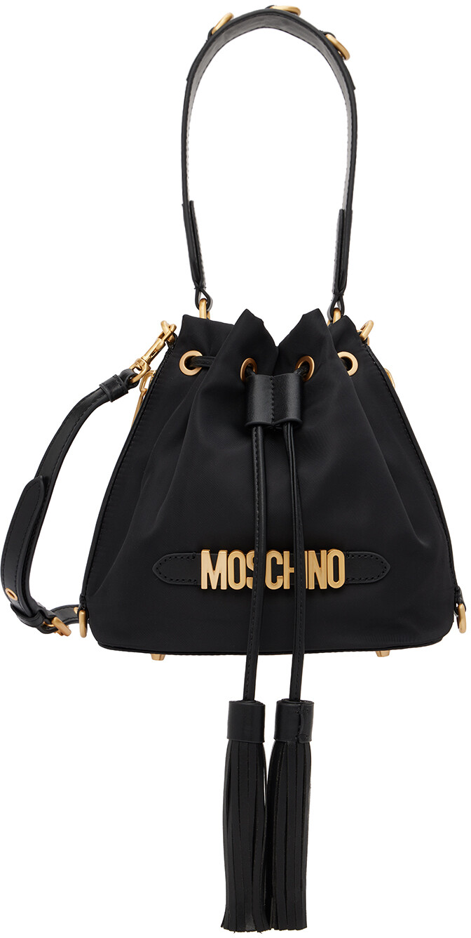 

Черная сумка-мешок с логотипом Moschino