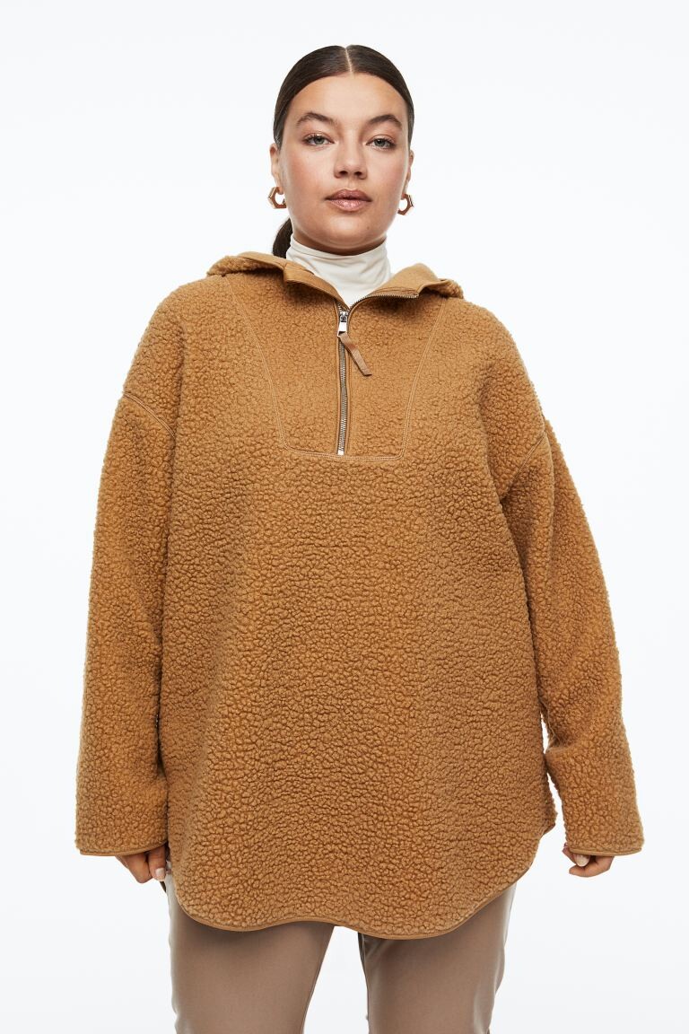 

H&M+ Худи оверсайз из флиса, темно-бежевый
