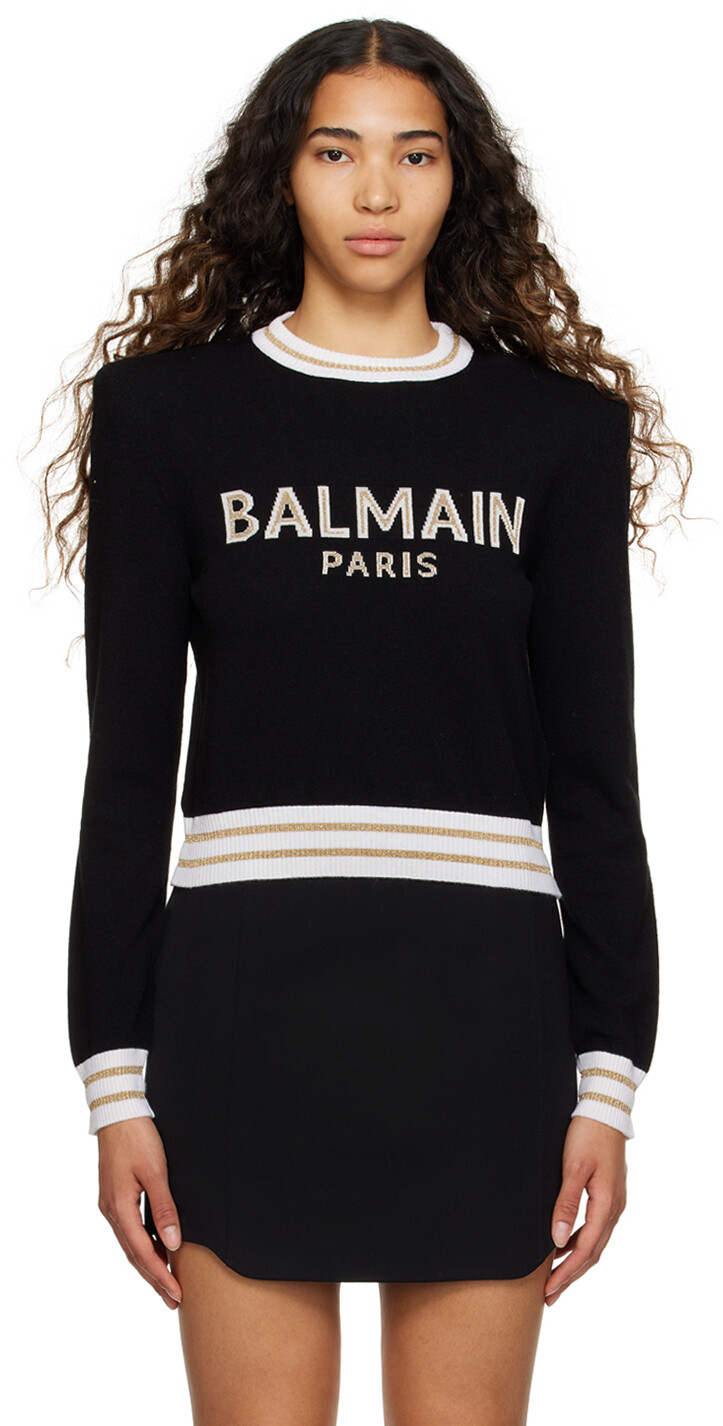 

Черный короткий свитер Balmain