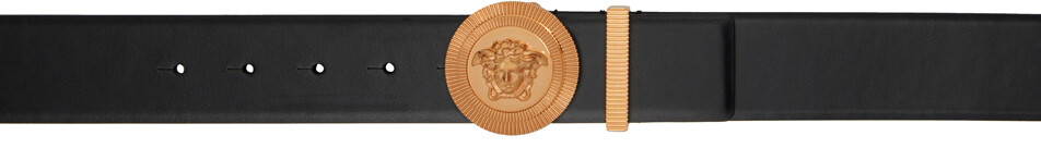 

Черный круглый ремень с головой Медузы Versace