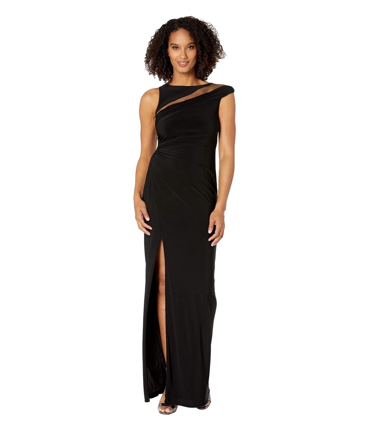 

Платье Adrianna Papell, Boat Neck Illusion Mesh Column Jersey Gown