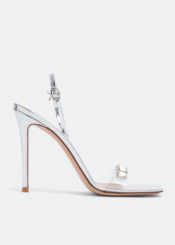 

Сандалии GIANVITO ROSSI Jewel plexi sandals, серебряный